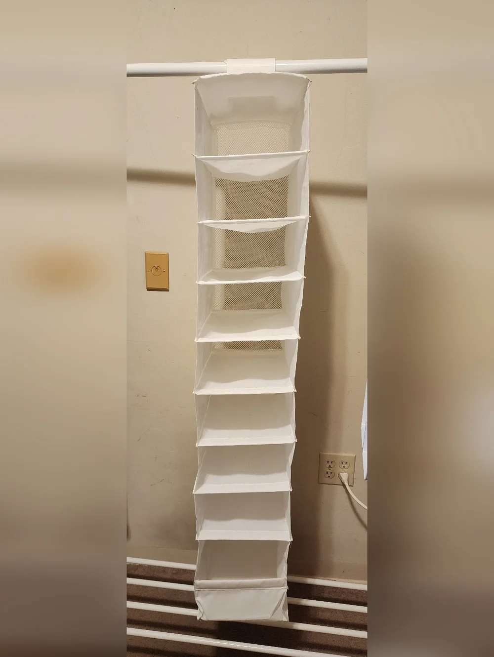 White Hanging Closet Organizer - 10 Shelf Vertical Storage